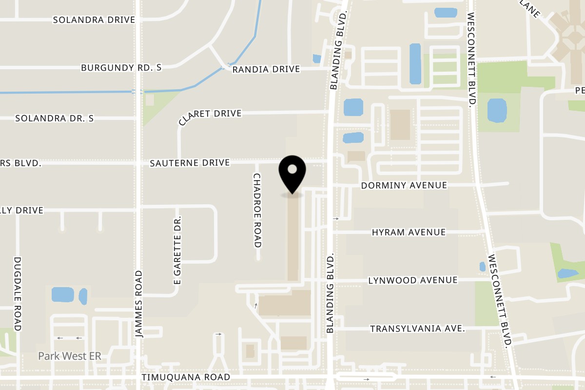 Map showing the location of Red Lantern - Restaurant & Lounge (Formerly: Silver Star) on 5016 Blanding Blvd in Jacksonville